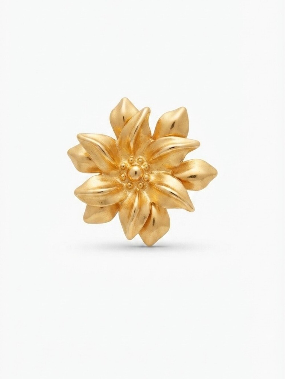 Vintage 1960s Gold Flower Brooch Pendant, Retro Layered Floral Pin 2-in-1